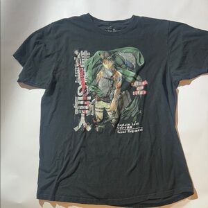 Attack On Titan Captain Levi Scout Regiment Black Graphic T-Shirt